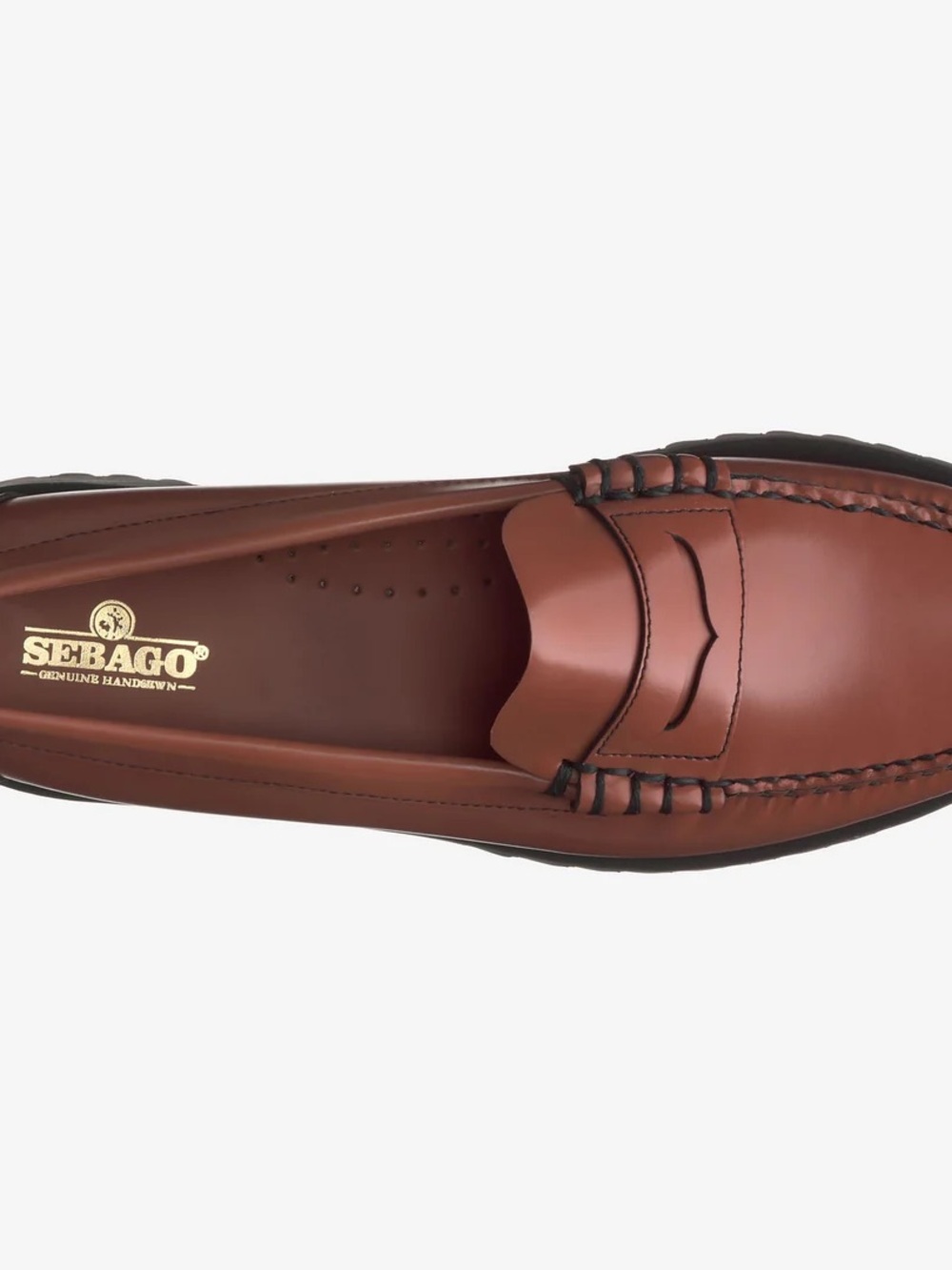 Sebago Leather Penny Loafers in Chestnut Brown